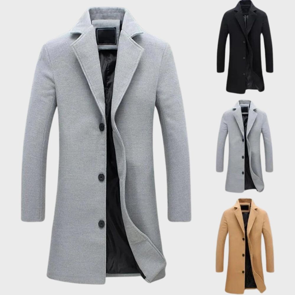 Long Overcoat Coat for Men - Button Front - Image 4