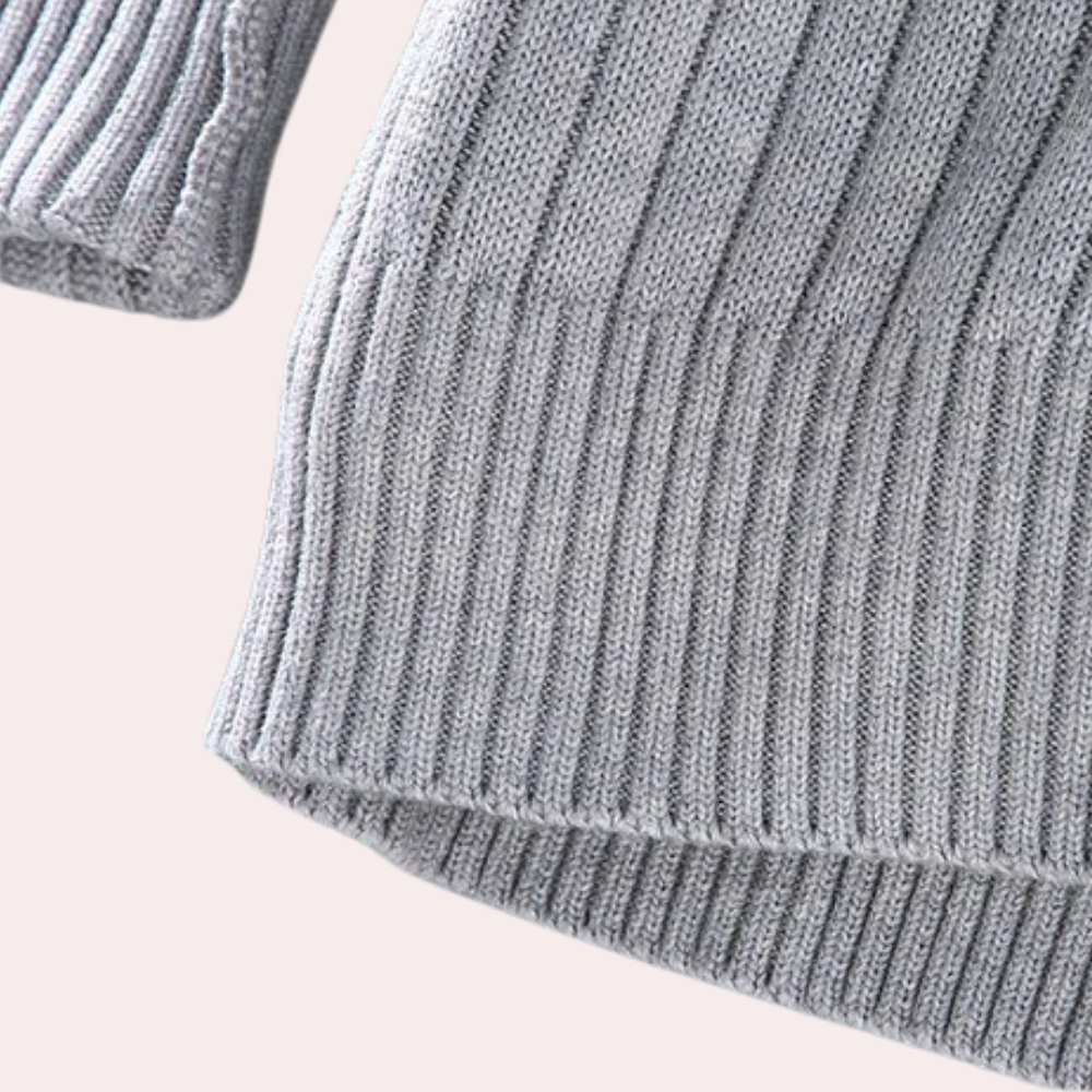 Ribbed Knit Zip Up Jacket for Men - Stand Collar - Image 3