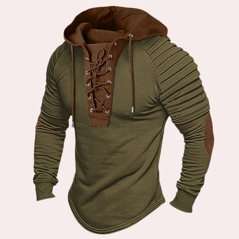 Lace-Up Hoodie for Men - Long Sleeve - Image 1