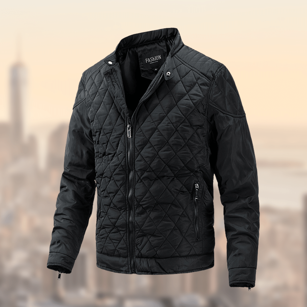 Quilted Bomber Jacket for Men - Shoulder Patches - Image 2