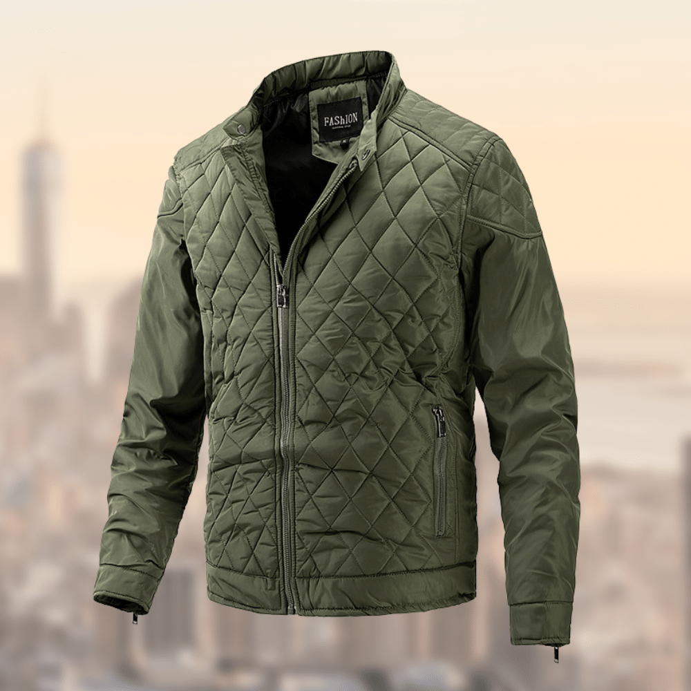 Quilted Bomber Jacket for Men - Shoulder Patches - Image 3
