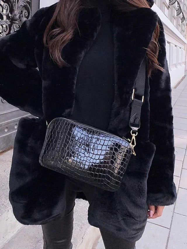 Faux Fur Open-Front Coat for Women - Long Sleeve - Image 4