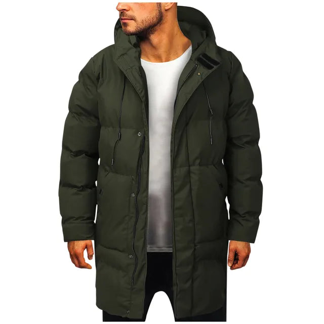 Puffer Hooded Coat for Men - Drawstring Hood - Image 3