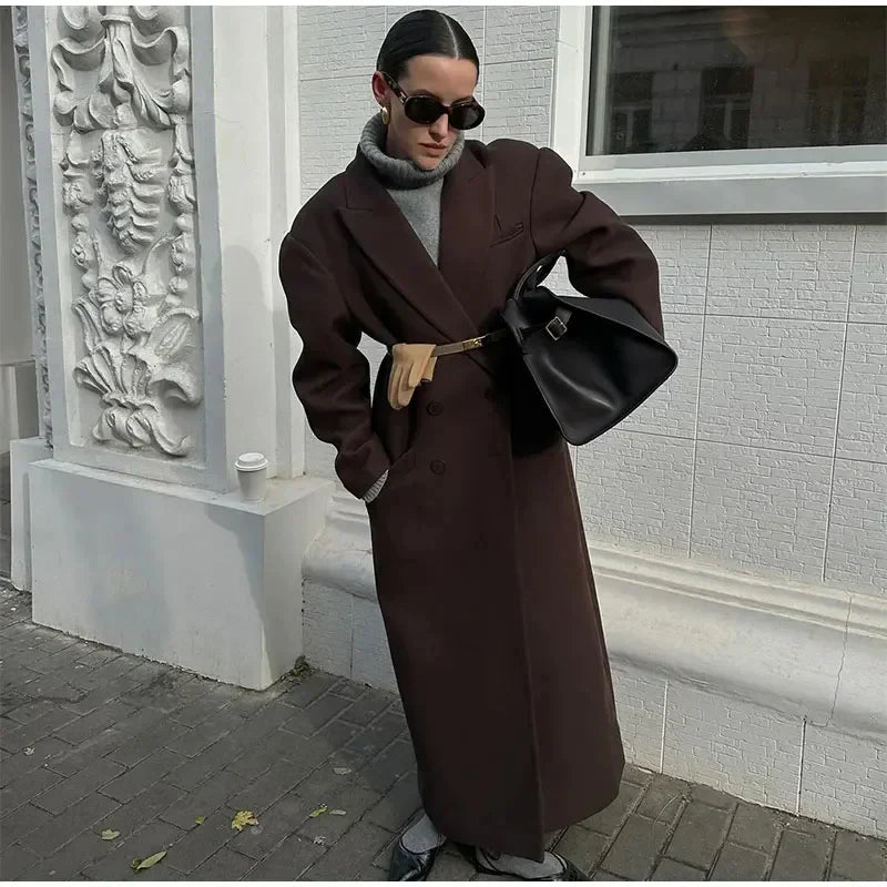 Oversized Long Coat for Women - Double-Breasted - Image 6