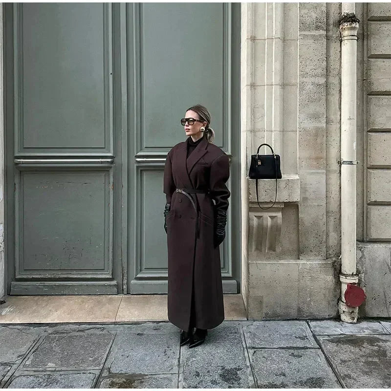 Oversized Long Coat for Women - Double-Breasted - Image 4