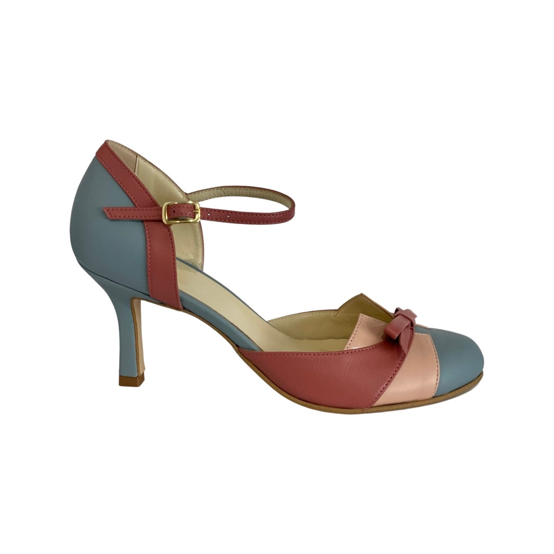 Ankle Strap Heels for women - Bow Heels Pointed Toe - Mid Heel Color Block - Image 4