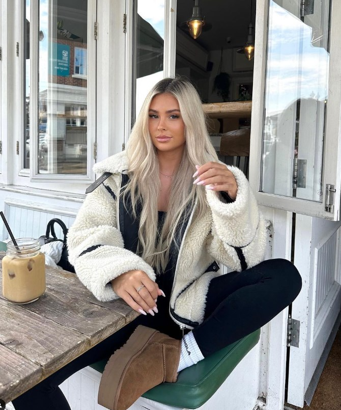 Sherpa Oversized Jacket for Women - Contrast Trim - Image 2