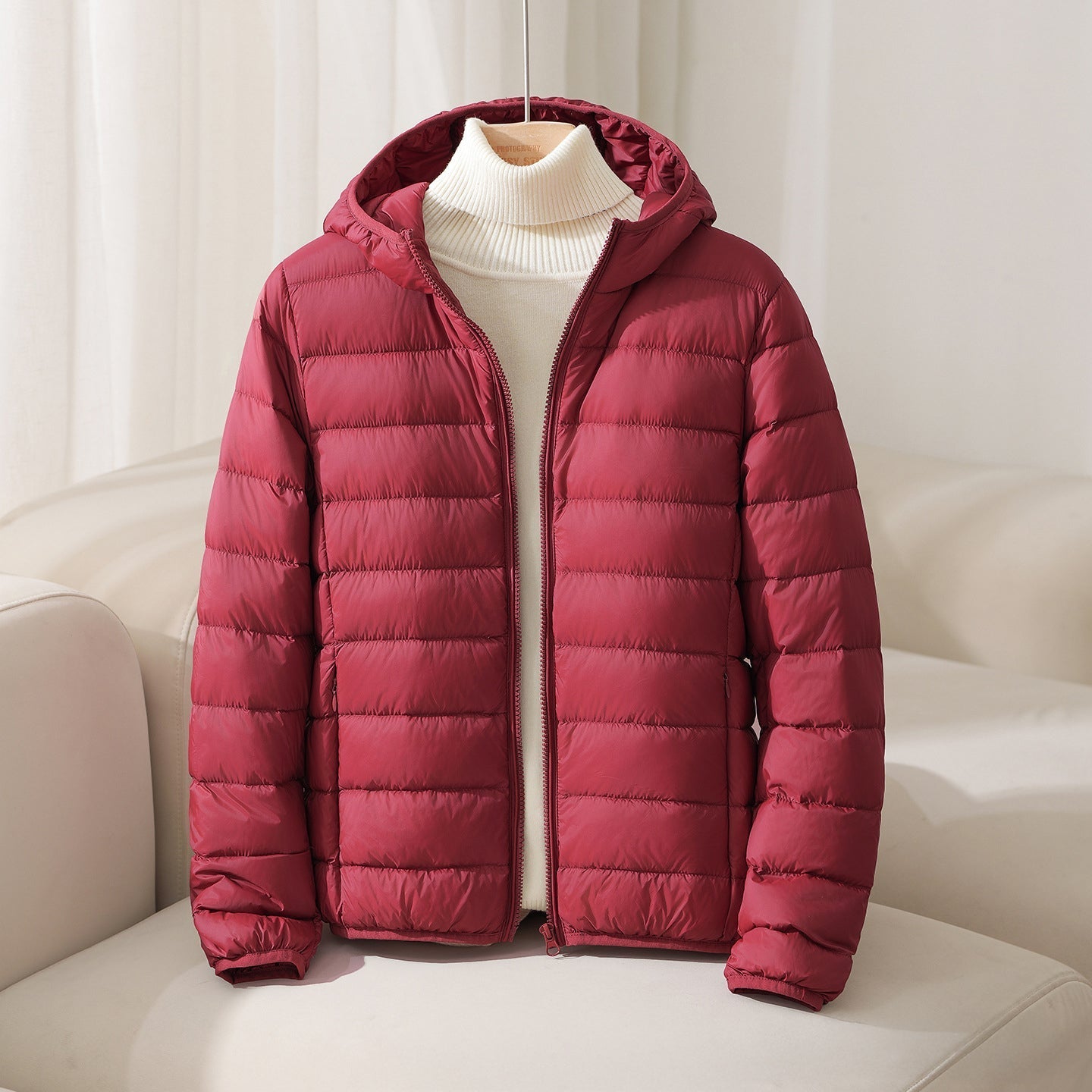 Puffer Hooded Jacket for Women - Zip Front - Image 4