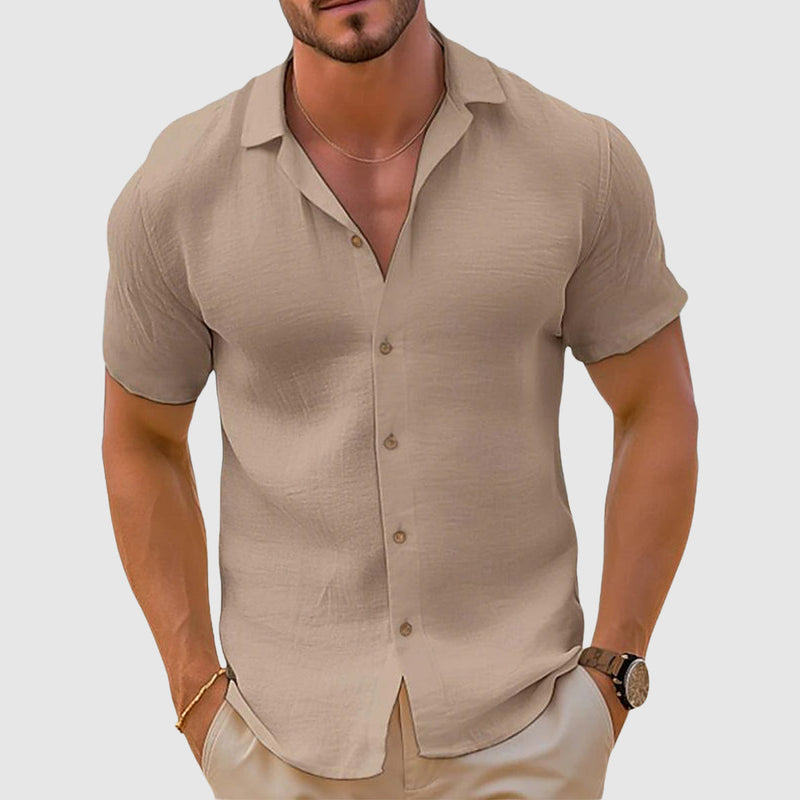 Camp Collar Short Sleeve Shirt for Men - Relaxed Fit Casual - Image 1