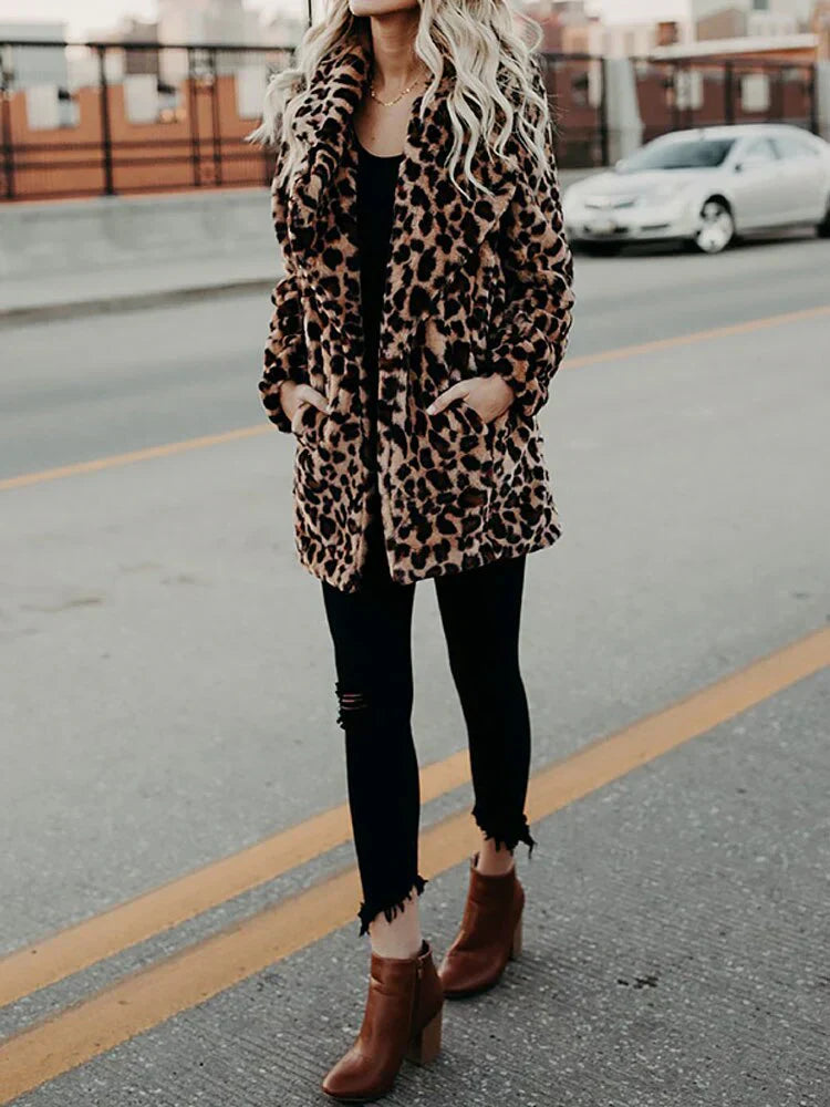 Leopard Print Coat for Women - Relaxed - Image 1