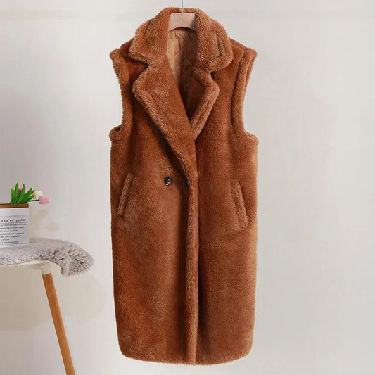 Sleeveless Coat Vest for Women - Lapel Collar - Image 1