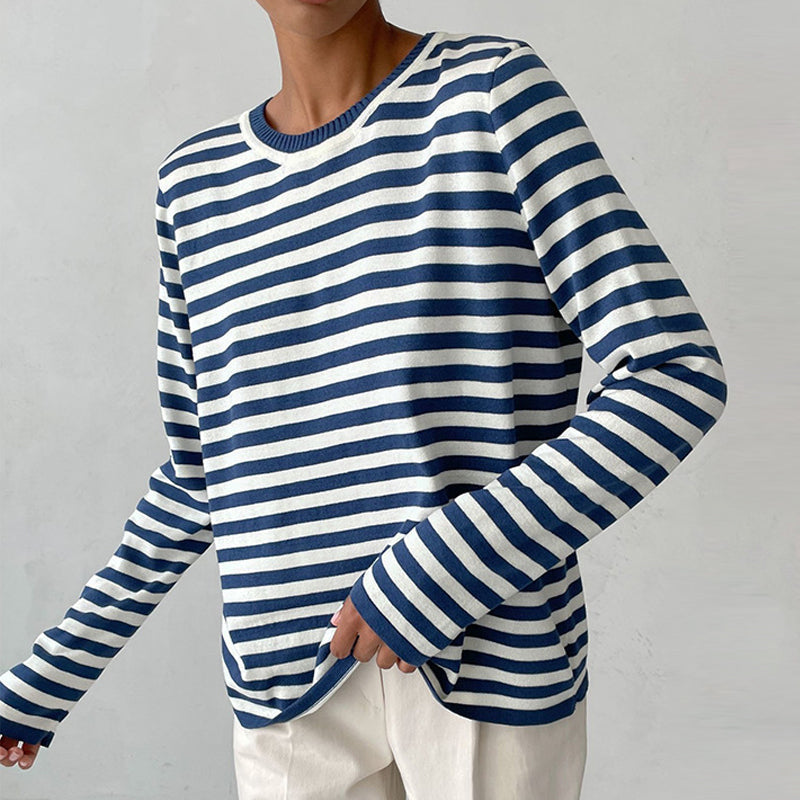 Striped Pullover Sweater for Women - Relaxed - Image 1