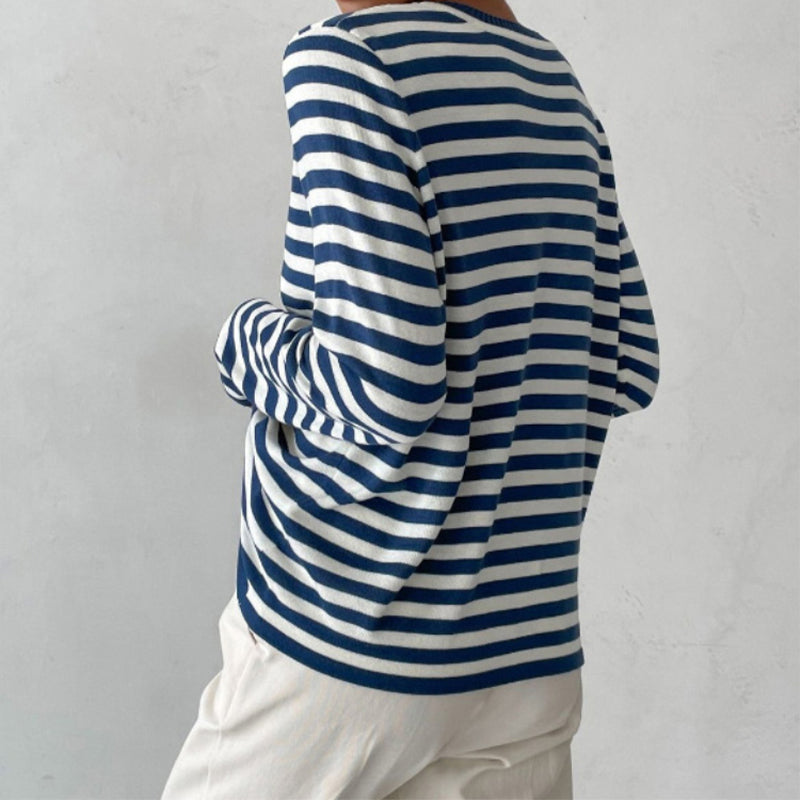 Striped Pullover Sweater for Women - Relaxed - Image 2