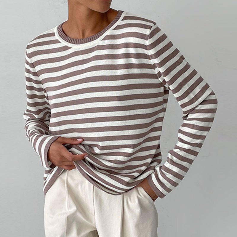 Striped Pullover Sweater for Women - Relaxed - Image 4