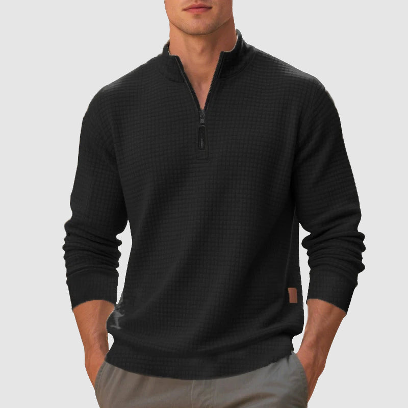 Quarter-Zip Pullover Sweater for Men - Textured - Image 2