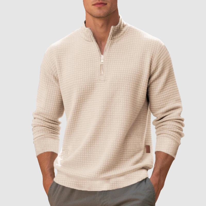 Quarter-Zip Pullover Sweater for Men - Textured - Image 4