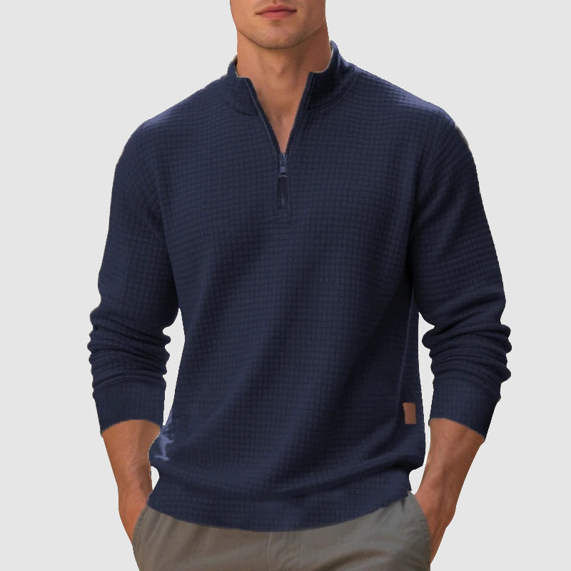 Quarter-Zip Pullover Sweater for Men - Textured - Image 5