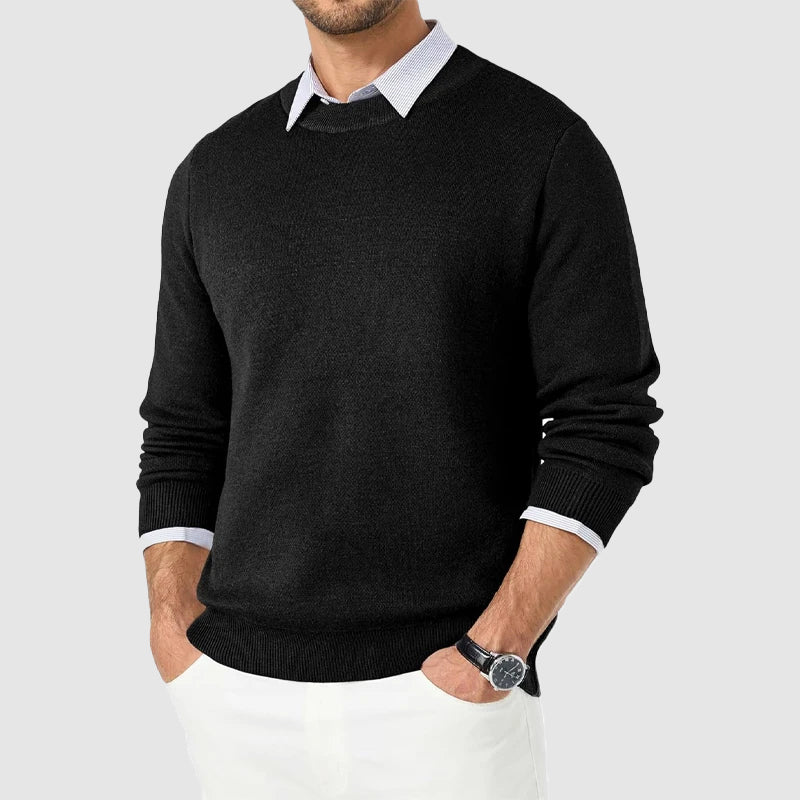 Crew Neck Sweater for Men - Ribbed Cuffs - Image 3
