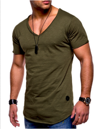 V-Neck Short Sleeve T-Shirt for men - Curved Hem - Slim Fit Raw Edge - Image 5