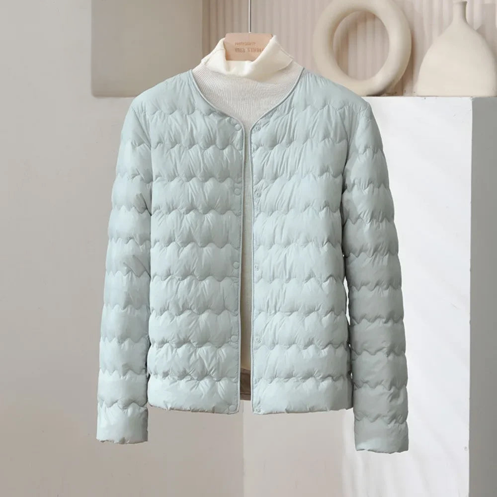 Puffer Jacket for Women - Button Front - Image 3