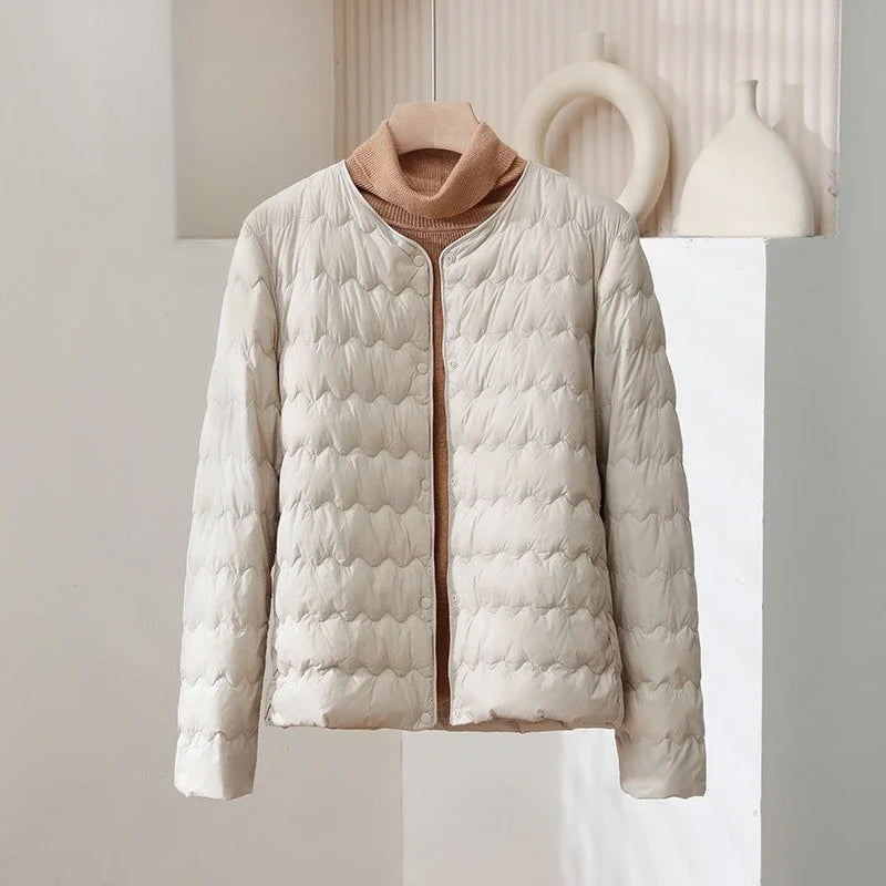 Puffer Jacket for Women - Button Front - Image 1
