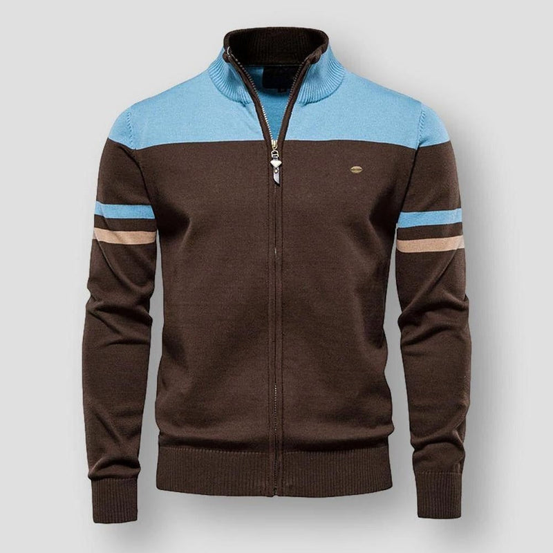 Knit Zip-Up Jacket for Men - Stand Collar - Image 1
