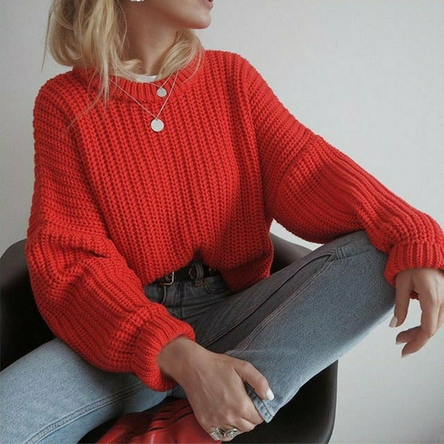 Knit Pullover Sweater for Women - Oversized - Image 6