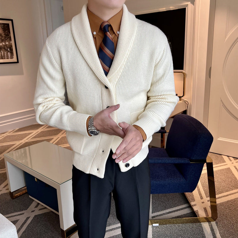 Shawl Collar Cardigan for Men - Button Front - Image 1