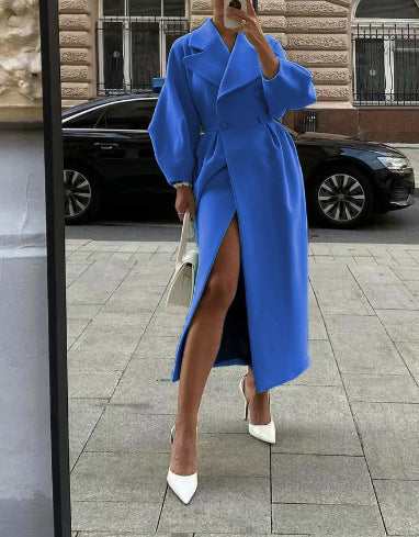 Double-Breasted Maxi Coat for Women - Long Sleeve - Image 3