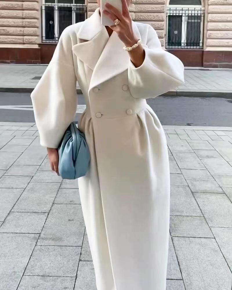 Double-Breasted Maxi Coat for Women - Long Sleeve - Image 1