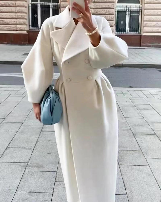 Double-Breasted Maxi Coat for Women - Long Sleeve - Image 1