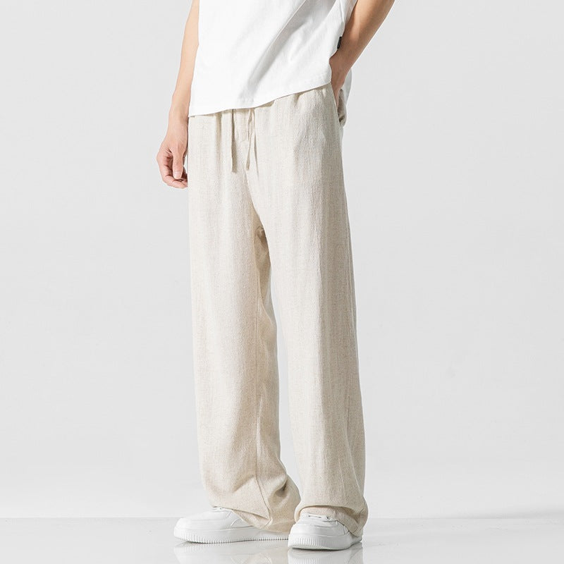 Wide Leg Pants for Men - Loose Fit Straight Leg - Drawstring Lounge Pants - Image 6