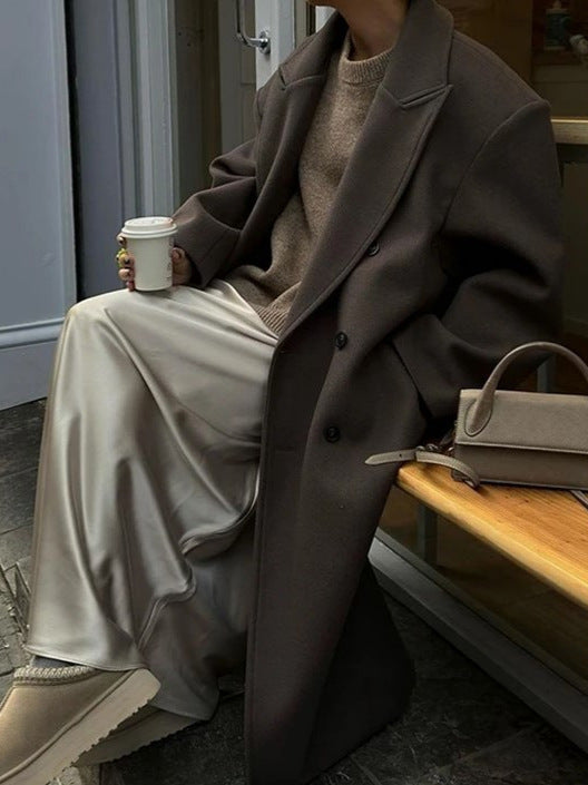 Oversized Long Coat for Women - Double-Breasted - Image 1