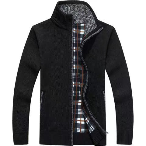 Knit Full Zip Jacket for Men - Stand Collar - Image 2