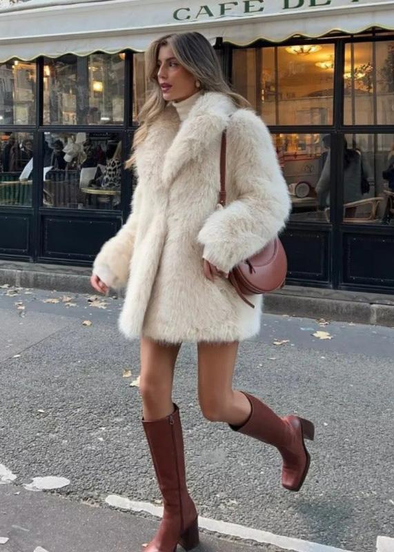 Faux Fur Oversized Coat for Women - Collared - Image 1
