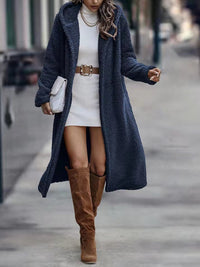 Long Hooded Teddy Coat for Women - Button Front - Image 1