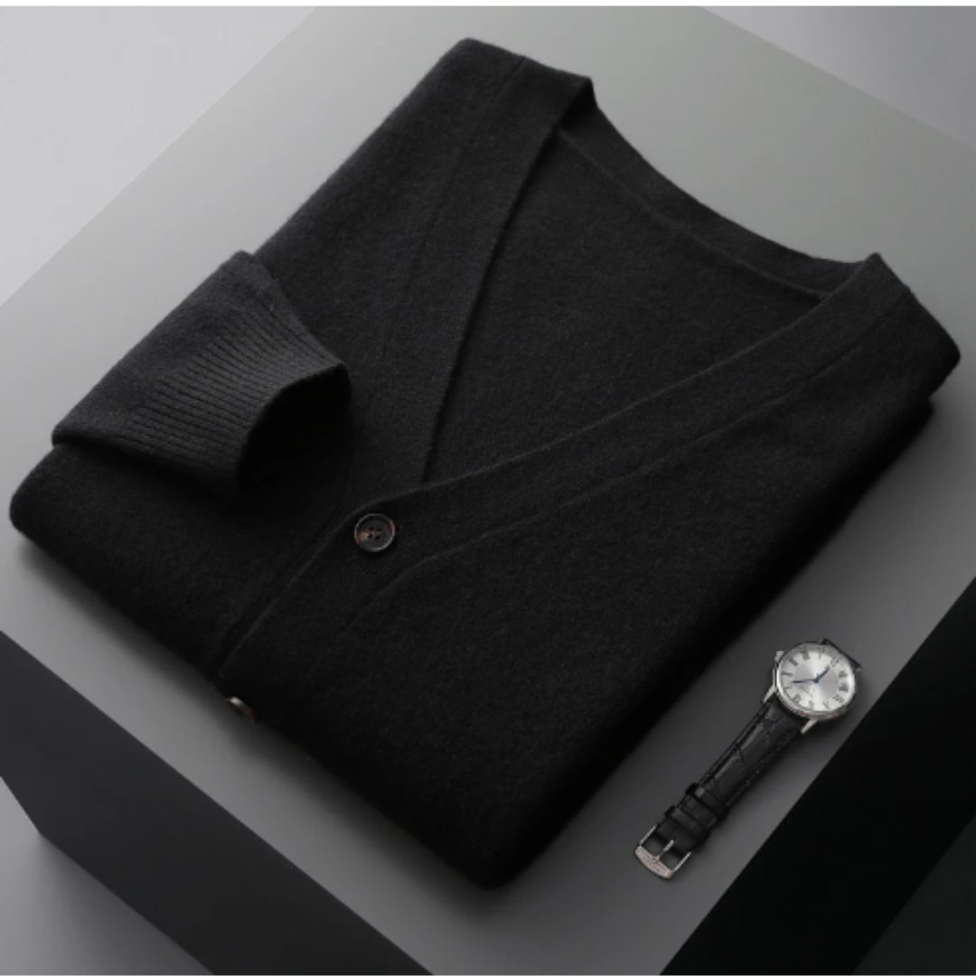 V-Neck Cardigan Sweater for Men - Button Front - Image 15