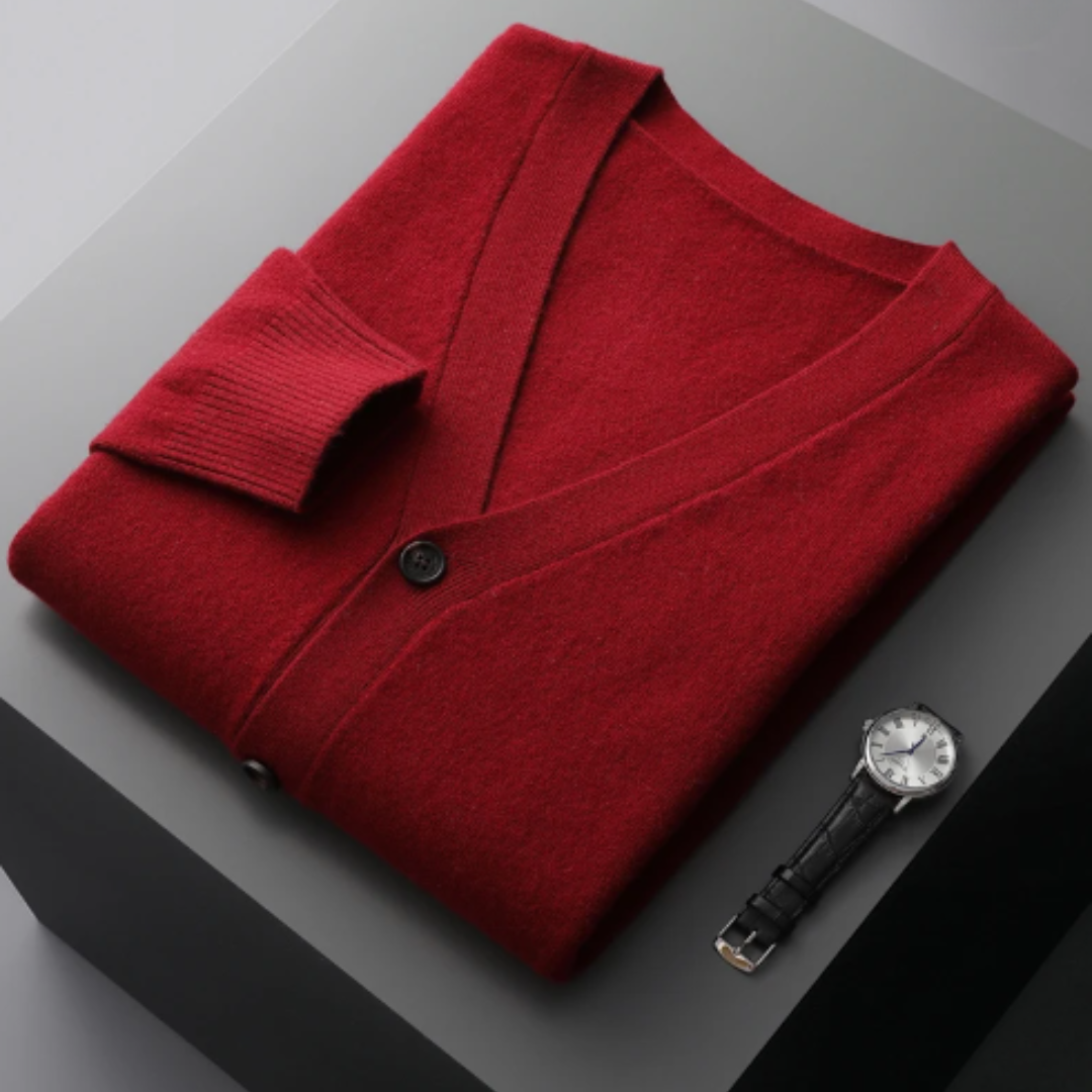 V-Neck Cardigan Sweater for Men - Button Front - Image 14