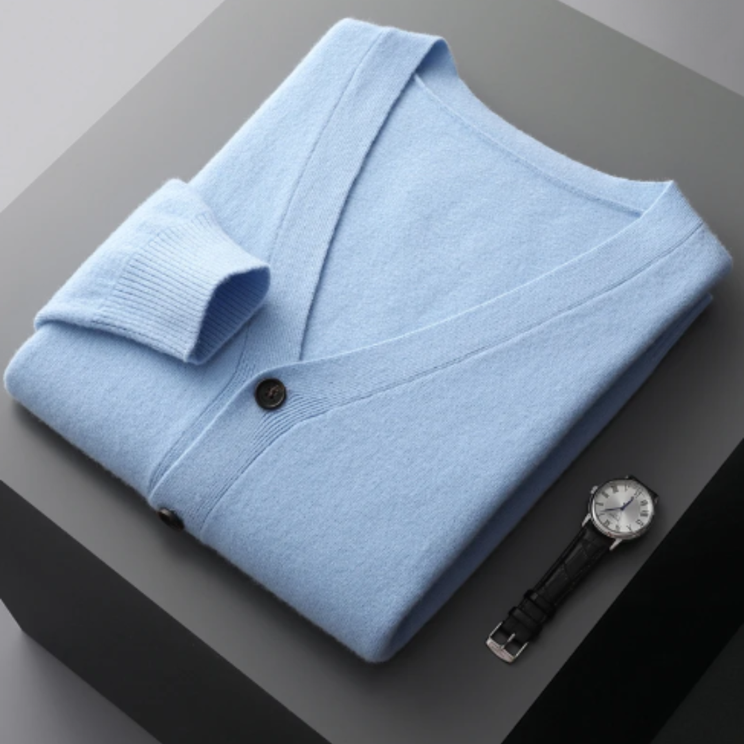 V-Neck Cardigan Sweater for Men - Button Front - Image 17