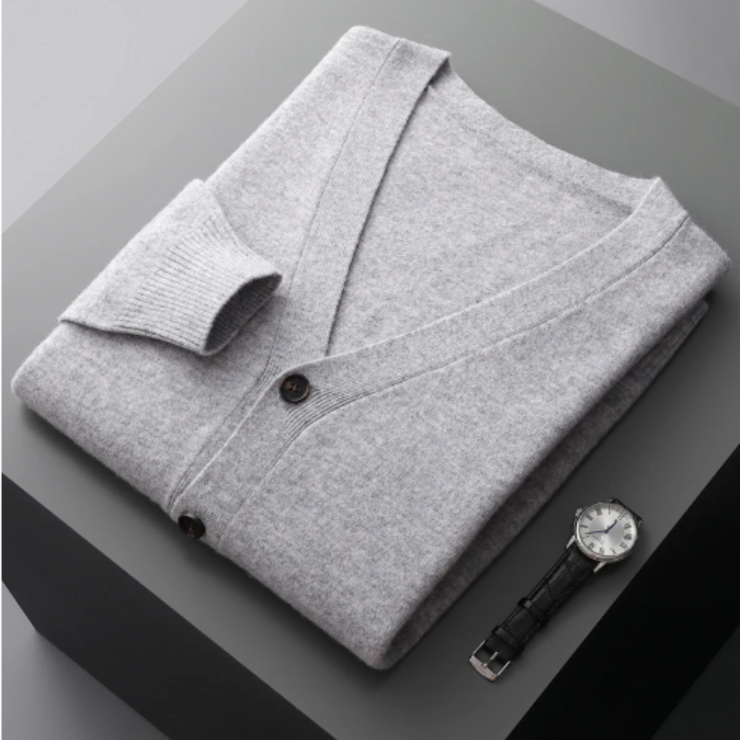 V-Neck Cardigan Sweater for Men - Button Front - Image 12