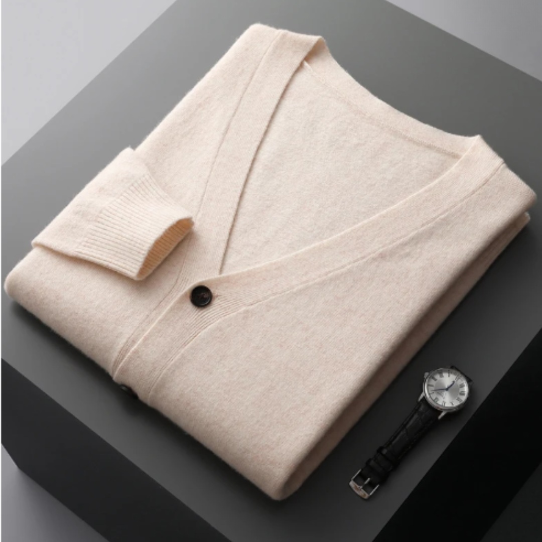 V-Neck Cardigan Sweater for Men - Button Front - Image 9
