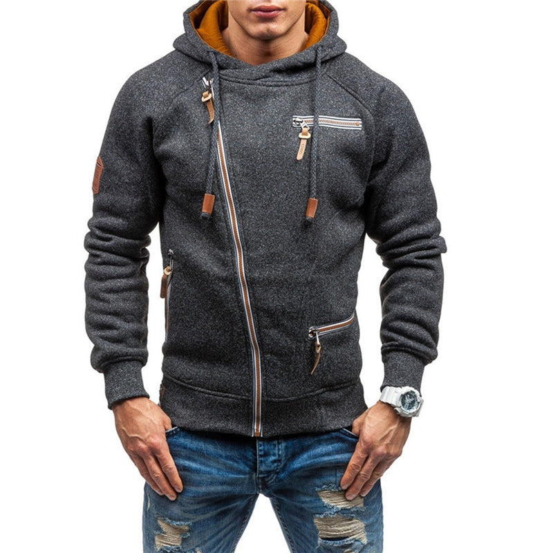 Zip-Up Hoodie for Men - Asymmetrical Zip - Image 1