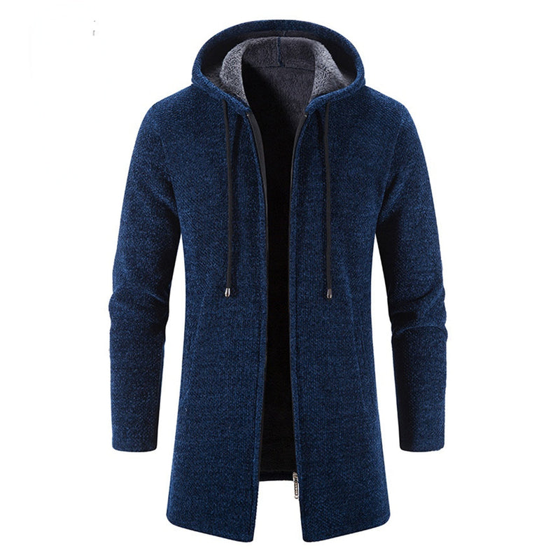 Knit Hooded Coat for Men - Zip Up - Image 1