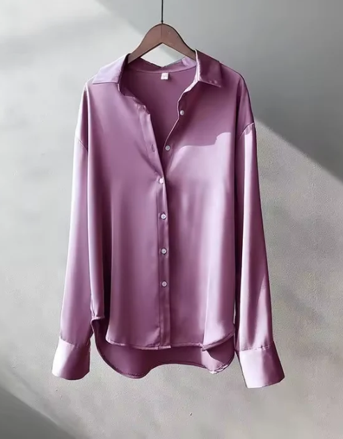 Button-Up Shirt for Women - Collared Long Sleeve