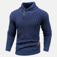 Shawl Collar Sweater for Men - Button Detail - Image 1