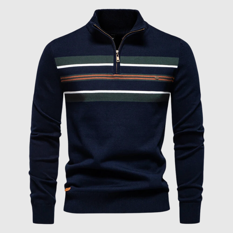 Quarter Zip Sweater for Men - Striped - Image 4