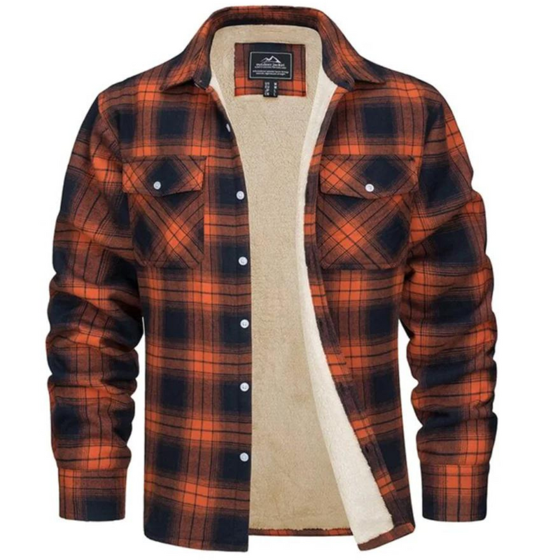 Plaid Flannel Shirt Jacket for Men - Long Sleeve - Image 1