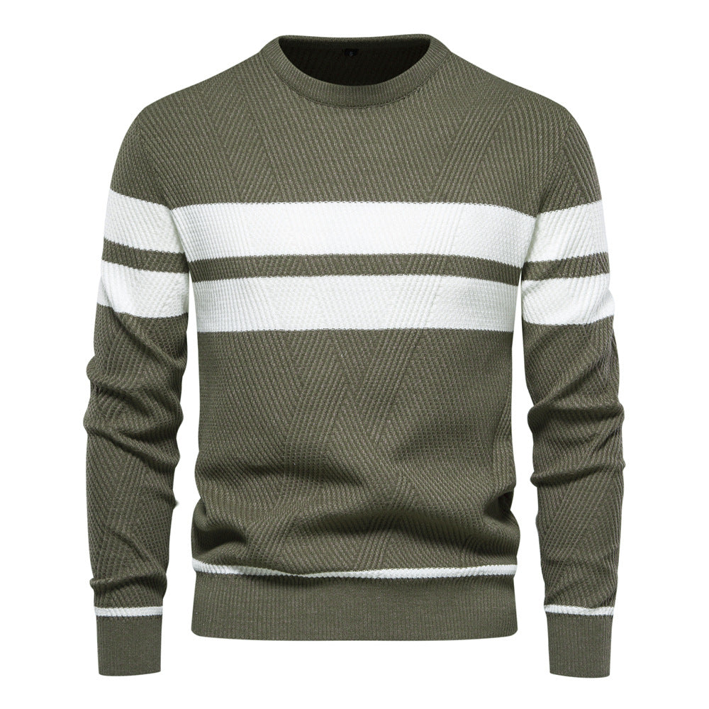 Crew Neck Sweater for Men - Striped - Image 1