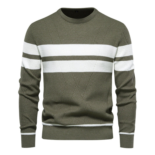 Crew Neck Sweater for Men - Striped - Image 1