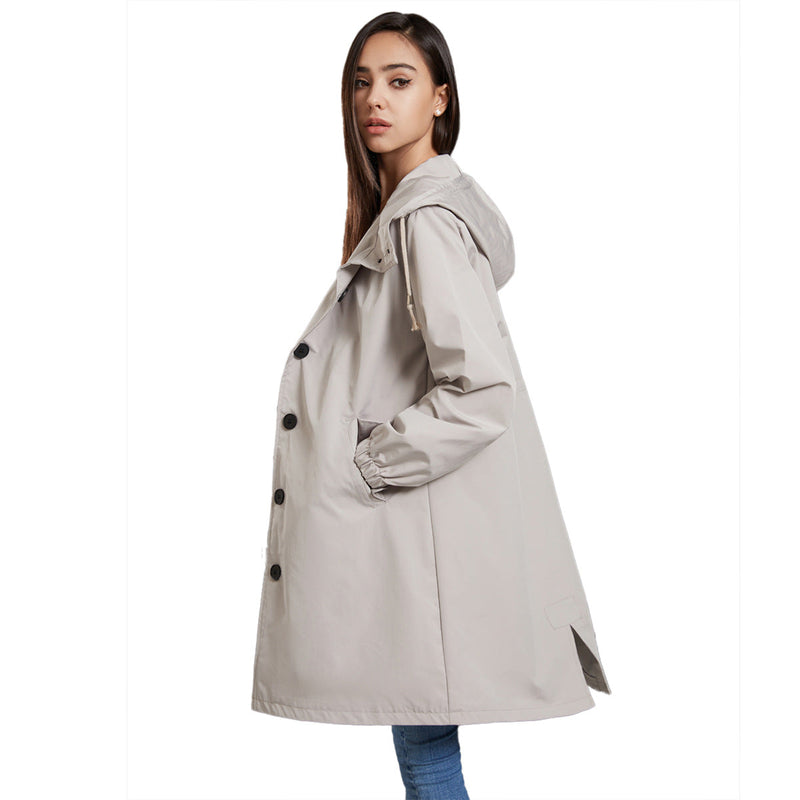 Hooded A-Line Coat for Women - Button Front - Image 3